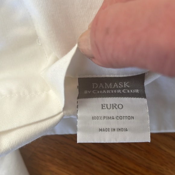 Damask Charter Club set of 2 Euro shams 100% Pima cotton white square - Picture 5 of 5